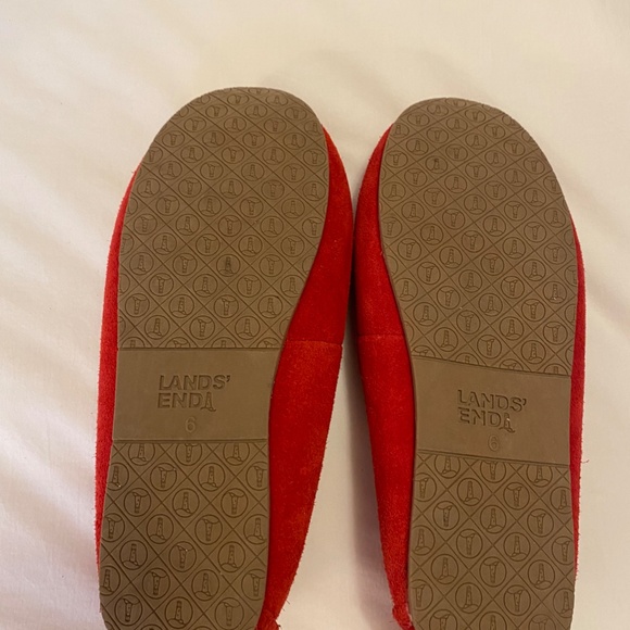 Boys Lands End Suede/Sheepskin Slippers Red Size 6 - Picture 4 of 5